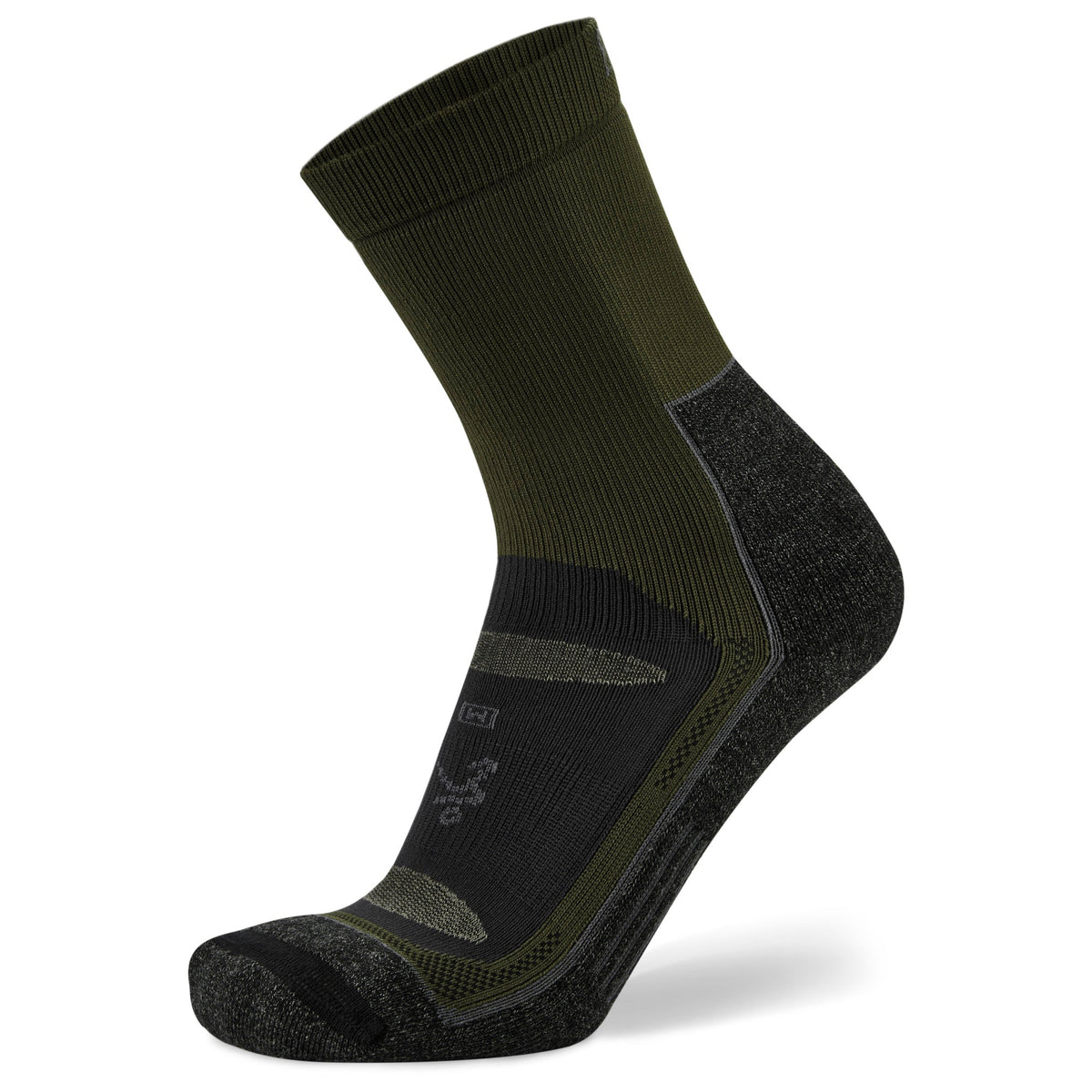 Side (outer) view of green pepper, Blister Resist, crew socks, by Balega