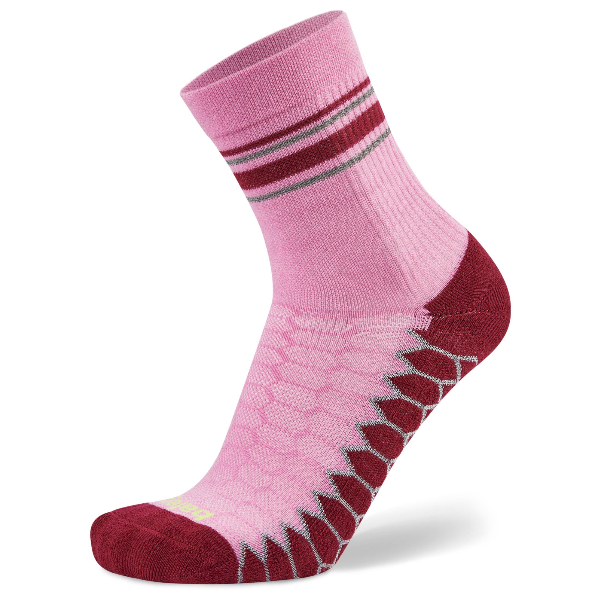 Side view of candyfloss Silver Collection mini crew socks by Balega 